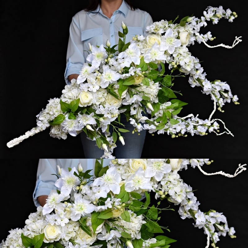 Girlanda kwiatowa 3D BIAŁA "M"